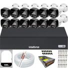 Kit 12 Câmeras Bullet 1220 Full Color Intelbras Dvr Mhdx 16 canais Hd 500GB colorido 24hrs