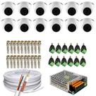 Kit 12 Câmeras Intelbras Vhl 1120d + 1 Fonte 15amp 12v + Conectores e 100m de Cabo