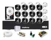Kit 12 Cameras Segurança Intelbras 1120b Full Color, Dvr 1016c 16ch Com Hd 3 Tera