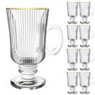 Kit 12 Caneca Capuccino CháCafé Irish Coffee Grafiatto Gold Transparente 220ml