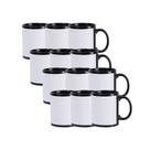 Kit 12 Caneca de Cerâmica Preta Com Área Branca 325ml - Metalnox