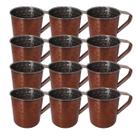 Kit 12 Caneca Inox Amassadinho Moscow Mule 300mL Cobreada