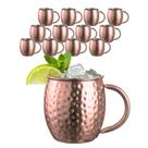 Kit 12 Caneca Moscow Mule Inox Em Martelada Drink Bar 580ml