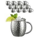 Kit 12 Caneca Moscow Mule Inox Em Martelada Drink Bar 580ml
