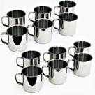 Kit 12 Canecas Aço Inox 100ml Metal para Café Chá