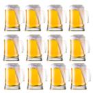 Kit 12 Canecas Chopp e Cerveja de VidroTransparente 340ml Churrasco Alça Reforçada