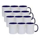 Kit 12 Canecas de Cerâmica Branca Com Interior/Alça Azul Violeta Para Sublimação 325ml - Metalnox