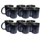 Kit 12 Canecas Moscow Mule Aço Inox Preto Fosco 420ml Lisa