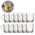 Kit 12 Canecas Vidro Liso 250ML Resistente Café Chocolate Quente
