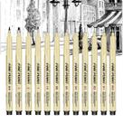 Kit 12 Caneta Nanquim Profissional Brush Letter Desenho Artístico Mangá Caligrafia Desenho Técnico