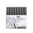 Kit 12 Canetas Uni Ball PIN 200 Preto Estojo C/ 12 Uni Pin