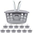 Kit 12 Cestas de Mercado Cinza com Alça Cestinha Multiuso