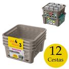 Kit 12 cestinhas empilháveis organizadora gaveta armário guarda roupa cesta pequena caixa infantil