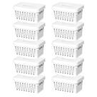 Kit 12 Cestos Organizador Multiuso Armazenamento 2 Litros Com Tampa Rose / Preto / Marrom / Cinza / Branco
