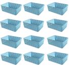 Kit 12 Cestos Organizadores Azul Multiuso Médio Empilhável Gaveta Armário Lavanderia 19x14x6,5 Kit 12 Cestos Organizadores Azul Multiuso Médio Empilhável Gaveta Armário Lavanderia 19x14x6,5