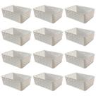Kit 12 Cestos Organizadores Branco Multiuso Médio Empilhável Gaveta Armário Lavanderia 19x14x6,5 Kit 12 Cestos Organizadores Branco Multiuso Médio Empilhável Gaveta Armário Lavanderia 19x14x6,5