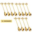 Kit 12 Colher De Chá De Café Dourada De Aço Inoxidável Sobremesa