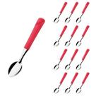 Kit 12 Colher de Chá Vermelho Luna Aço Inox Restaurante