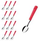 Kit 12 Colheres de Chá Aço Inox e Plástico Vermelho Luna