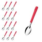 Kit 12 Colheres de Sopa Vermelho Luna Aço Inox e Plástico