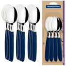 Kit 12 Colheres Talheres De Mesa Tramontina Com Lâminas Aço Inoxidável Cabos De Polipropileno