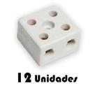 Kit 12 Conector de Porcelana Bipolar 10mm 10A 250v Fertak