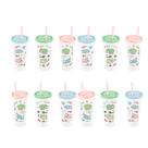 Kit 12 Copo Plástico 350ml Escolar Caneca Infantil Multiuso Bebida Adesivo Parque Passeio Criança