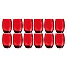 Kit 12 Copos California Redondo Vidro Vermelho Mesa 450ml