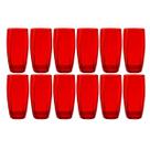 Kit 12 Copos de Vidro Vermelho Florida Mesa Chique 370ml