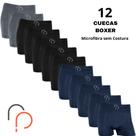 Kit 12 Cueca Box Boxer Masculina RP Basic Microfibra Elastano Adulto Lisa Conforto