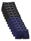 Kit 12 Cuecas Masculina Boxer Microfibra Polo Wear - Preto e Azul