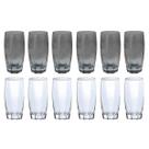 Kit 12 de Copos 6Transparente e 6Cinza 370ML Drinks Bar Buffet