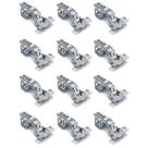 Kit 12 Dobradiça Para Armário 165 Graus 35mm Reta Com Pistão Clip-On