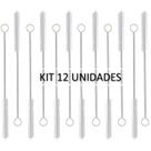 Kit 12 Escova de limpeza de canudo Cerdas Nylon Haste Inox Flexível 21cm