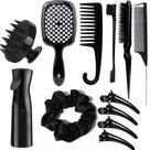 Kit 12 Escova Para Cabelos Cacheados Natural Curvo Rattail Pente Conjunto Ferramentas De Salão De Ca