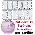 Kit 12 Espátulas em Acrílico para modelar Bolo