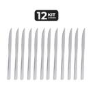 Kit 12 faca de churrasco inox acabamento brilho