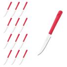 Kit 12 Facas Restaurante Inox e Plástico Vermelho Luna