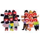 Kit 12 Fantoches Brancos E Negros (2 Famílias)