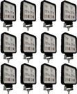 Kit 12 Farol de Milha Luz auxiliar 48 LEDs 144W Maquinário Obras Trator Iluminação Noturna LE-6721