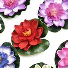 Kit 12 Flor De Lotus Artificial Flutuante Vitoria Regia 10cm