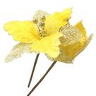 Kit 12 Flores Com Cabo Artificial Decoração De Natal Com Glitter 27cm