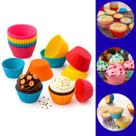 Kit 12 Formas de Silicone para Cupcake Muffin Bolinho Assadeira Air Fryer Cores Variadas Resistente
