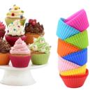 Kit 12 Forminhas de Silicone para Cupcake e Muffin Antiaderente Reutilizável Cores Sortidas