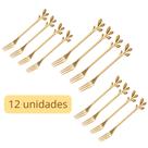 Kit 12 Garfo De Chá De Café Dourada De Aço Inoxidável Sobremesa