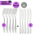 Kit 12 Garfo e Faca Inox Talheres de Aço Inoxidável Elegante Design Moderno Alta Durabilidade Ideal