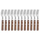 Kit 12 Garfos de Mesa Tramontina Polywood Inox Cabo Castanho