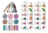 Kit 12 Glitter Flocado+10 Fitilho+24 Flores Secas Diferente