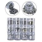 Kit 12 Glitter Prata Decoração Unhas Encapsulada Gel Fibra