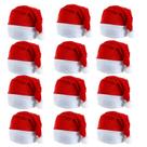 Kit 12 Gorros Papai Noel Natal Fantasia C Toque Suave Pompom
